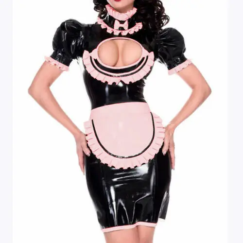 

Gummi Latex Rubber Catsuit Bodysuit Sexy Maid uniform Cosplay S-XXL