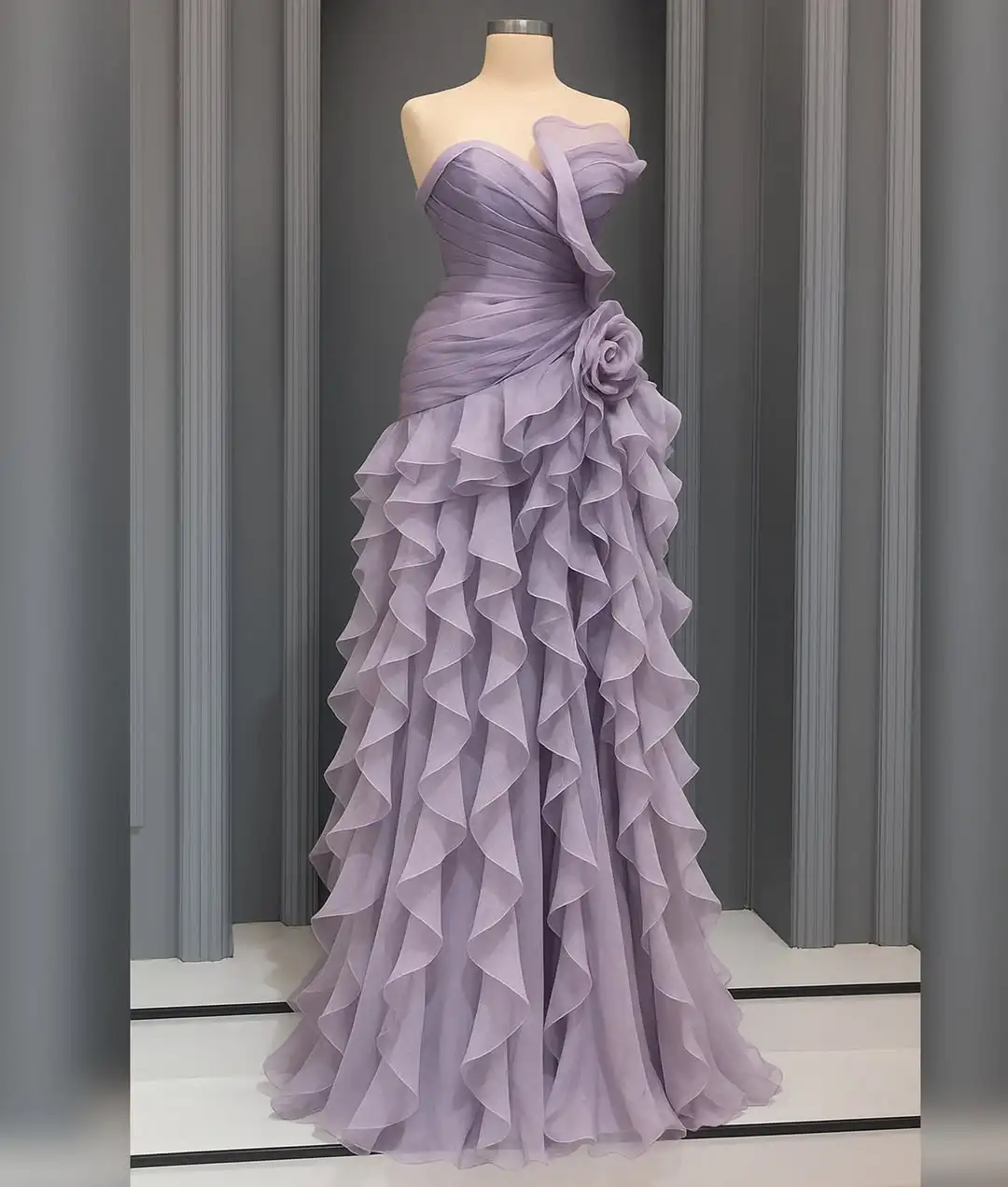 

Sexy Elegant Pleated A Line Fairy Prom Birthday Dress New Princess Sweetheart Flower Ruffles Tiered High-Low Evening Dress