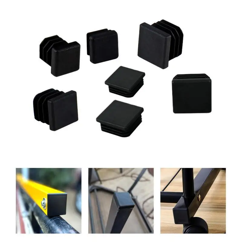 10-16pcs Black Plastic Blanking End Cap Plug Insert Stopper for Chair Leg Tube Pipe, Fits Round/Square/Rectangular Tubes