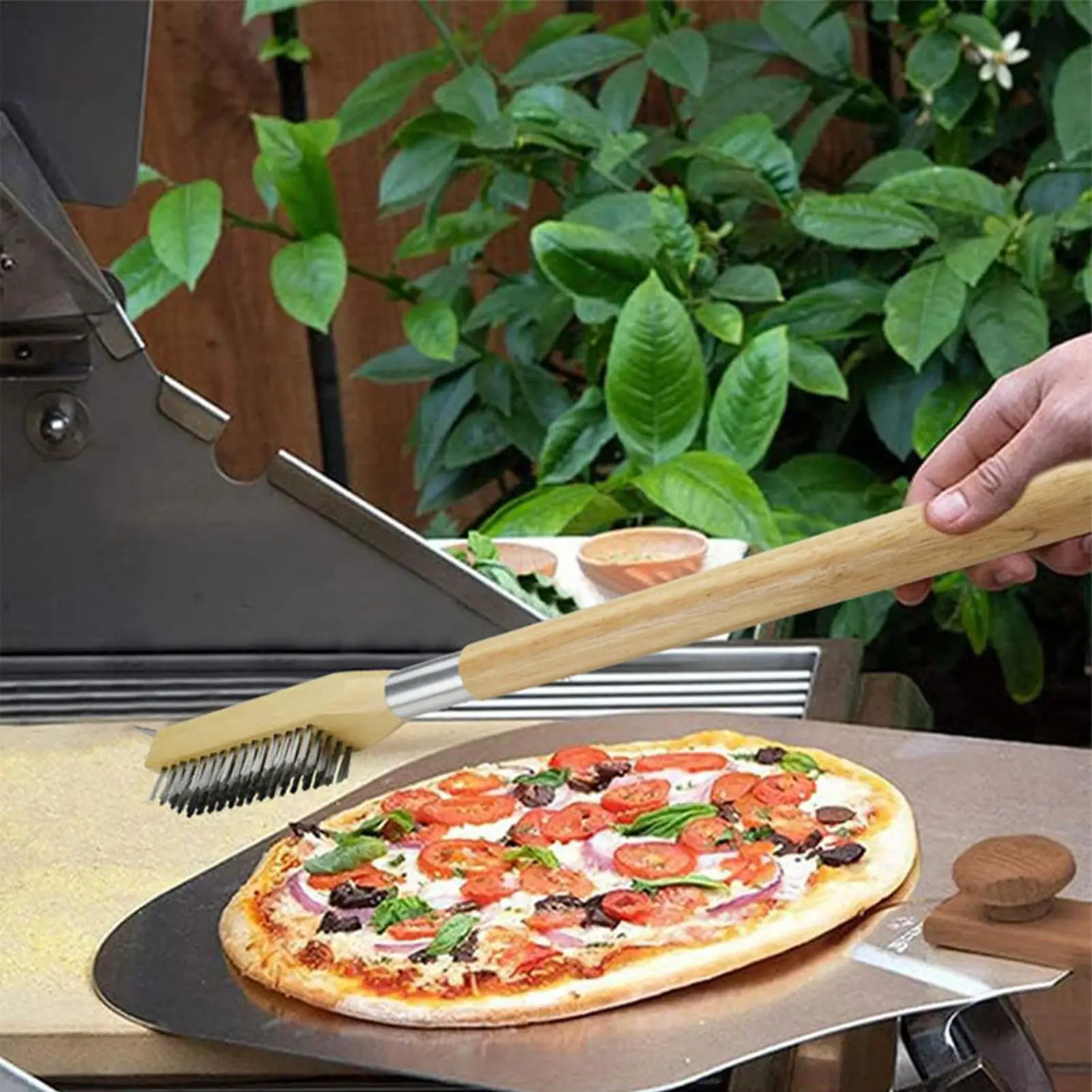 

Щетка для чистки печи для пиццы с длинной ручкой, скребок для гриля, духовки, решетки, сковороды, кухонной утвари