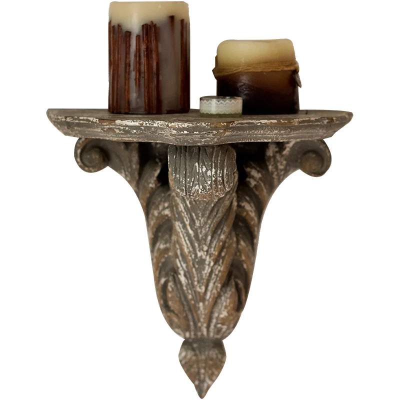 Huohan imitation wood carving wall column holder candlestick decorative bracket American classic carved palace castle
