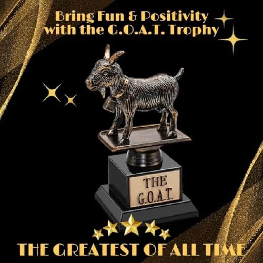 Flexzion Goat Trophy Award, Greatest of All Time Funny Trophy for Adults Resin goat statue with engraved plate for MVP, boss, e