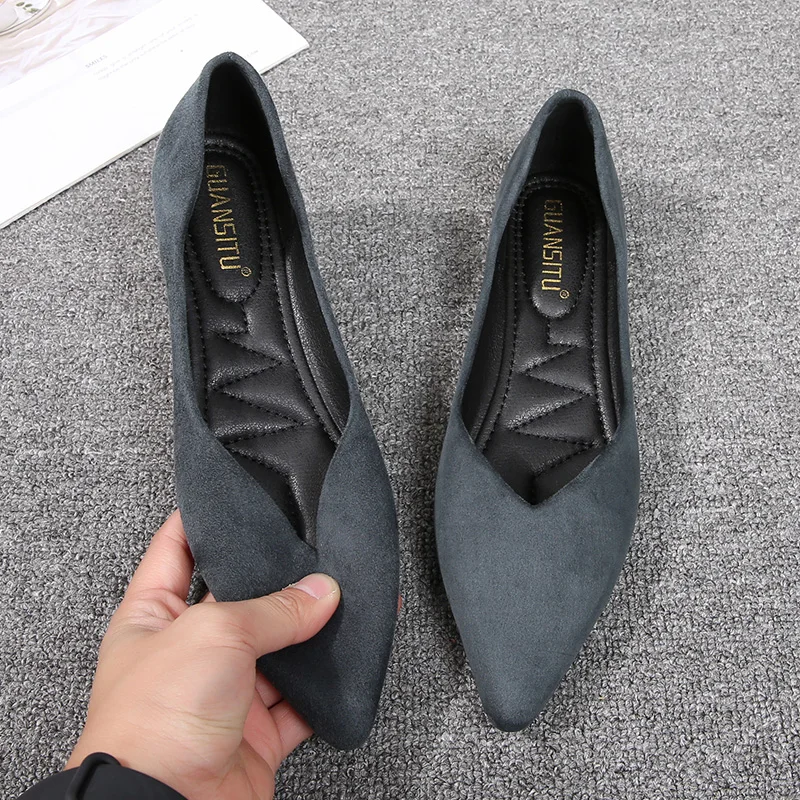 Women Flats Working Flat Shoes Black Blue Pointed Toe Slip on Soft Sole Large Size 43 44 45 46 Small Size Girl\'s Shoes 31 32 33