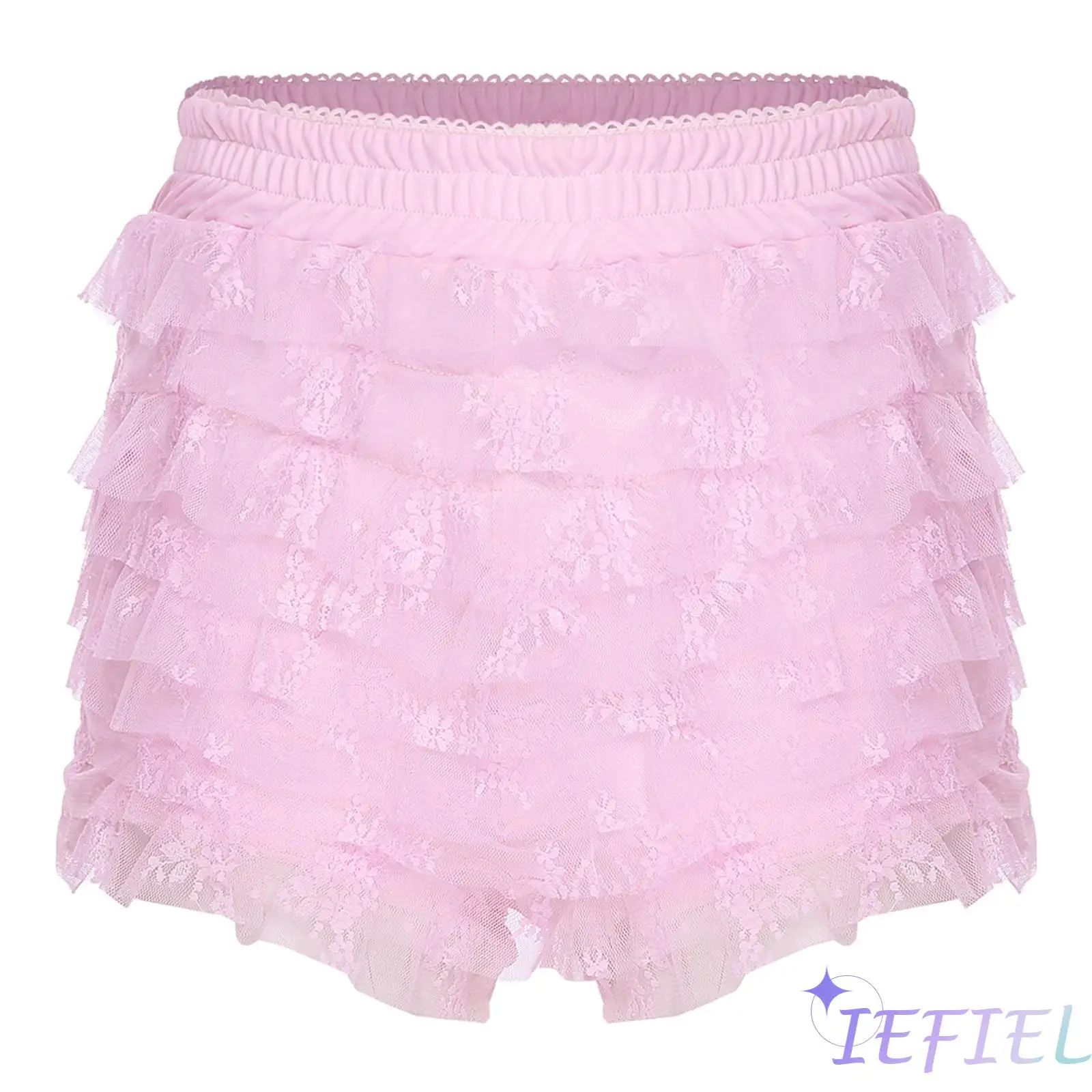 

Модные женские элегантные кружевные шорты с многоярусными оборками и эластичным поясом Мини-шорты в стиле аниме для повседневной повседневной носки