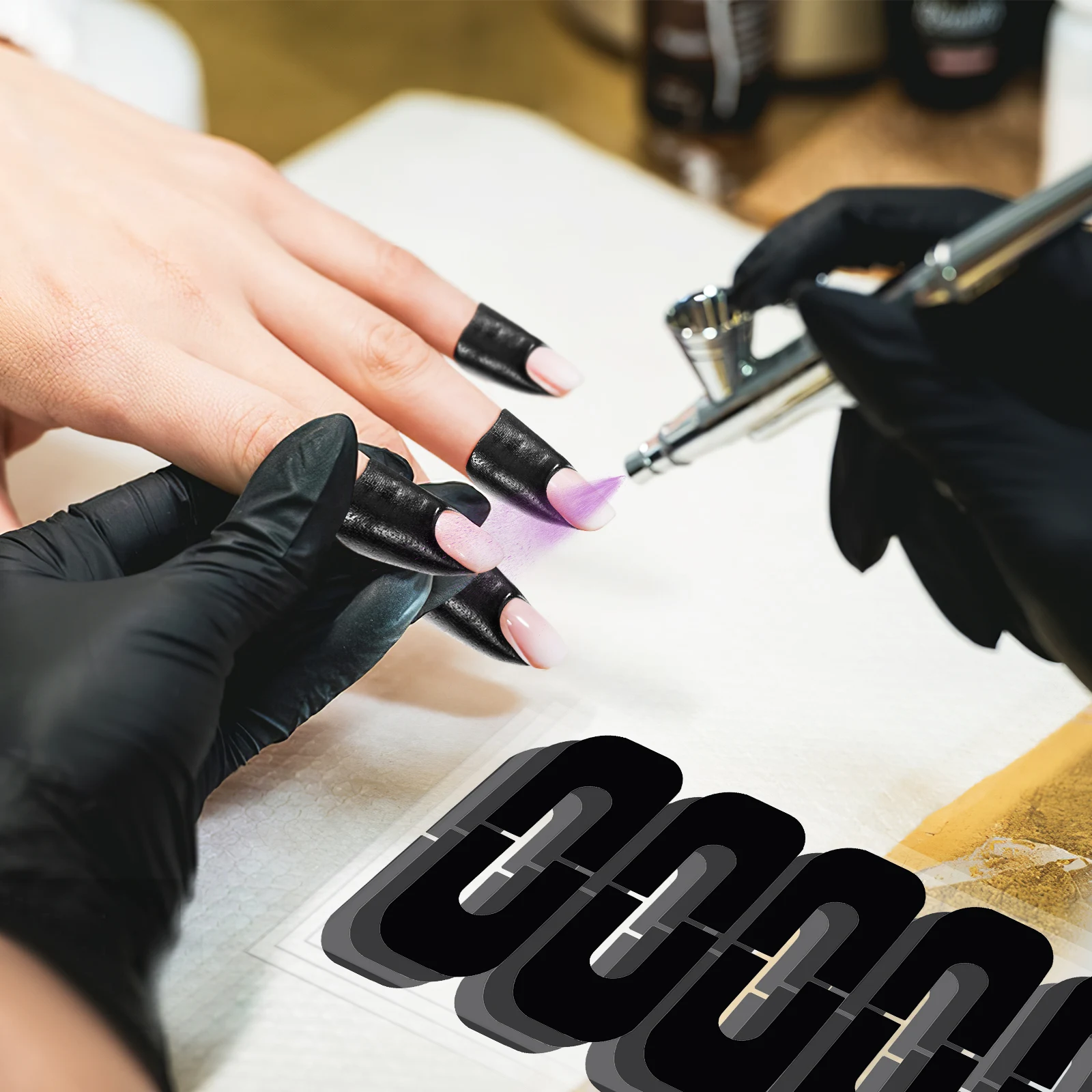 

100 Sheets Black Anti-spill Stickers Nail Protector Guards for Painting Nails Soft Silicone Universal Size Fits All Nail Polish