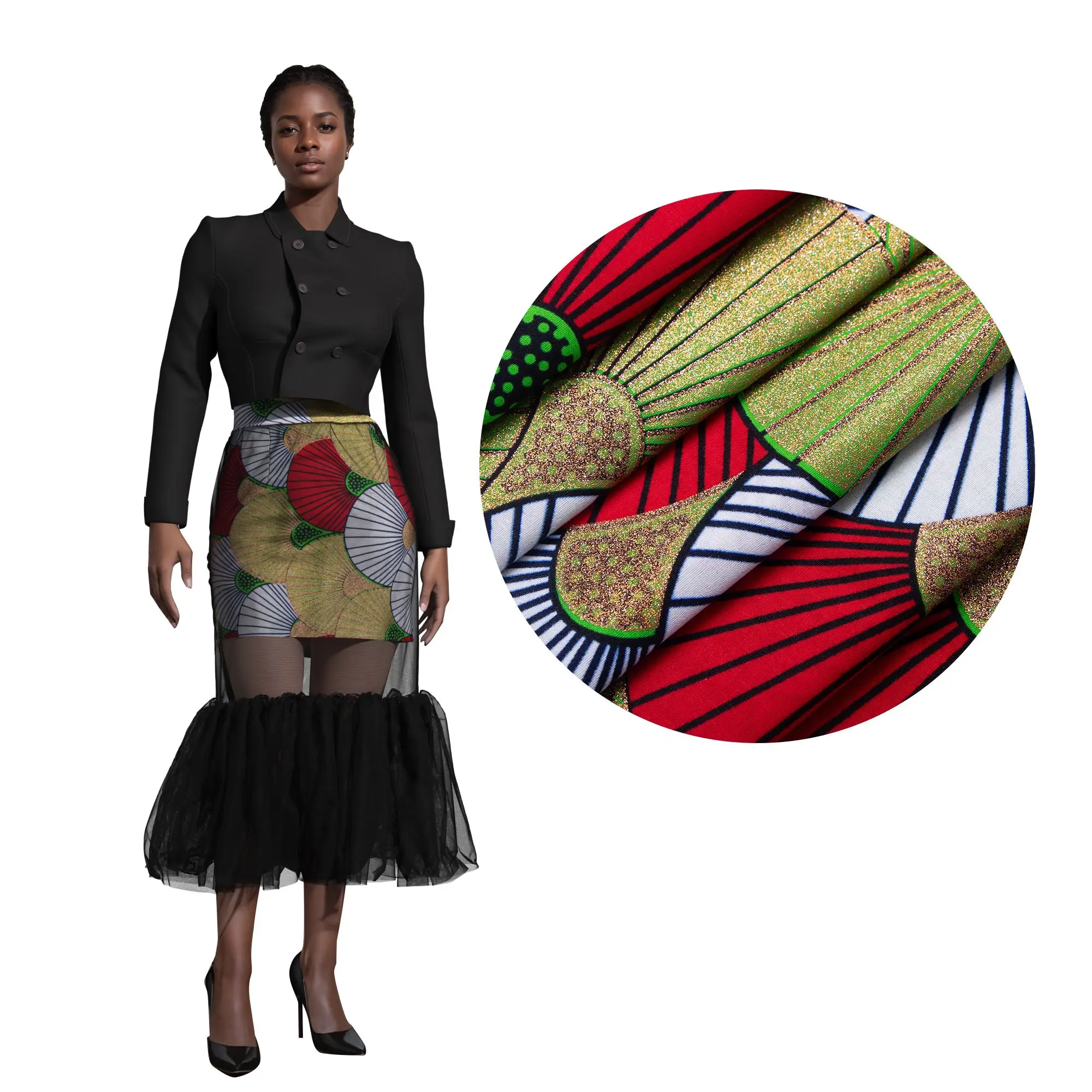 

Новый стиль, африканская юбка для женщин, шифоновая юбка Bazin Riche на заказ, уникальная оригинальная женская африканская одежда больших размеров WY11149