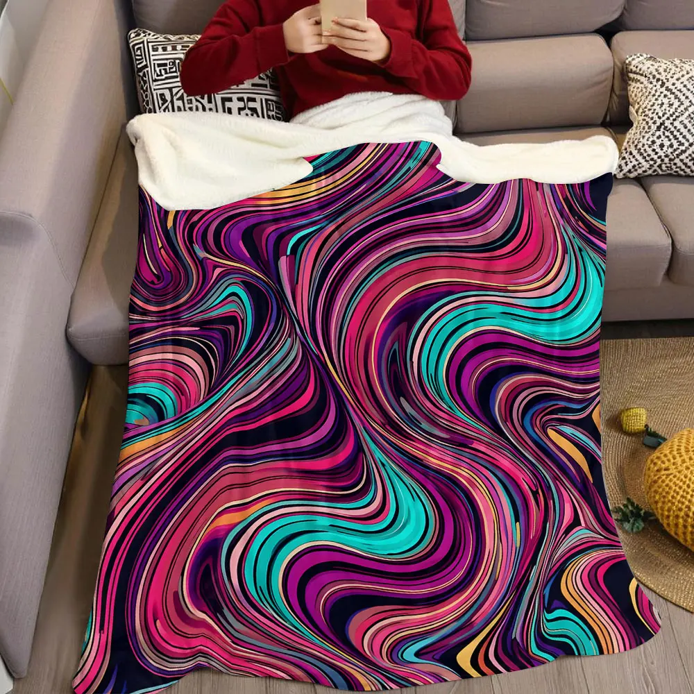 Neon Swirl Fluid Flannel Blanket Warm Soft Halloween Christmas Decorative Couch Warm Cozy All-Season Gift