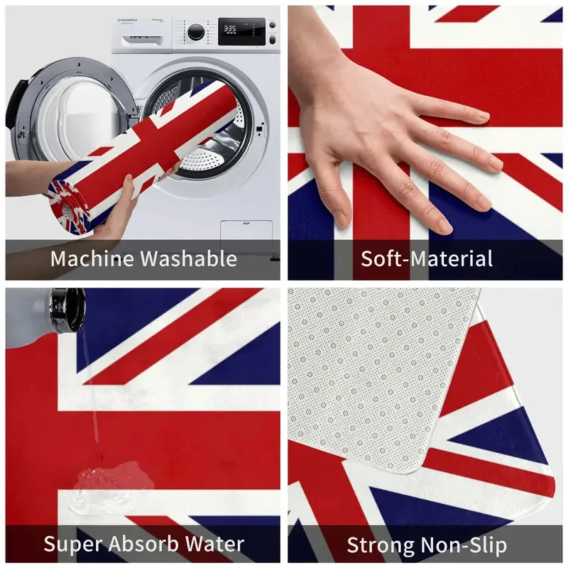 VIKAMA Union Jack Doormat, tapis absorbant antidérapant Union Jack pour porte d'entrée, tapis de salle de bain imperméable