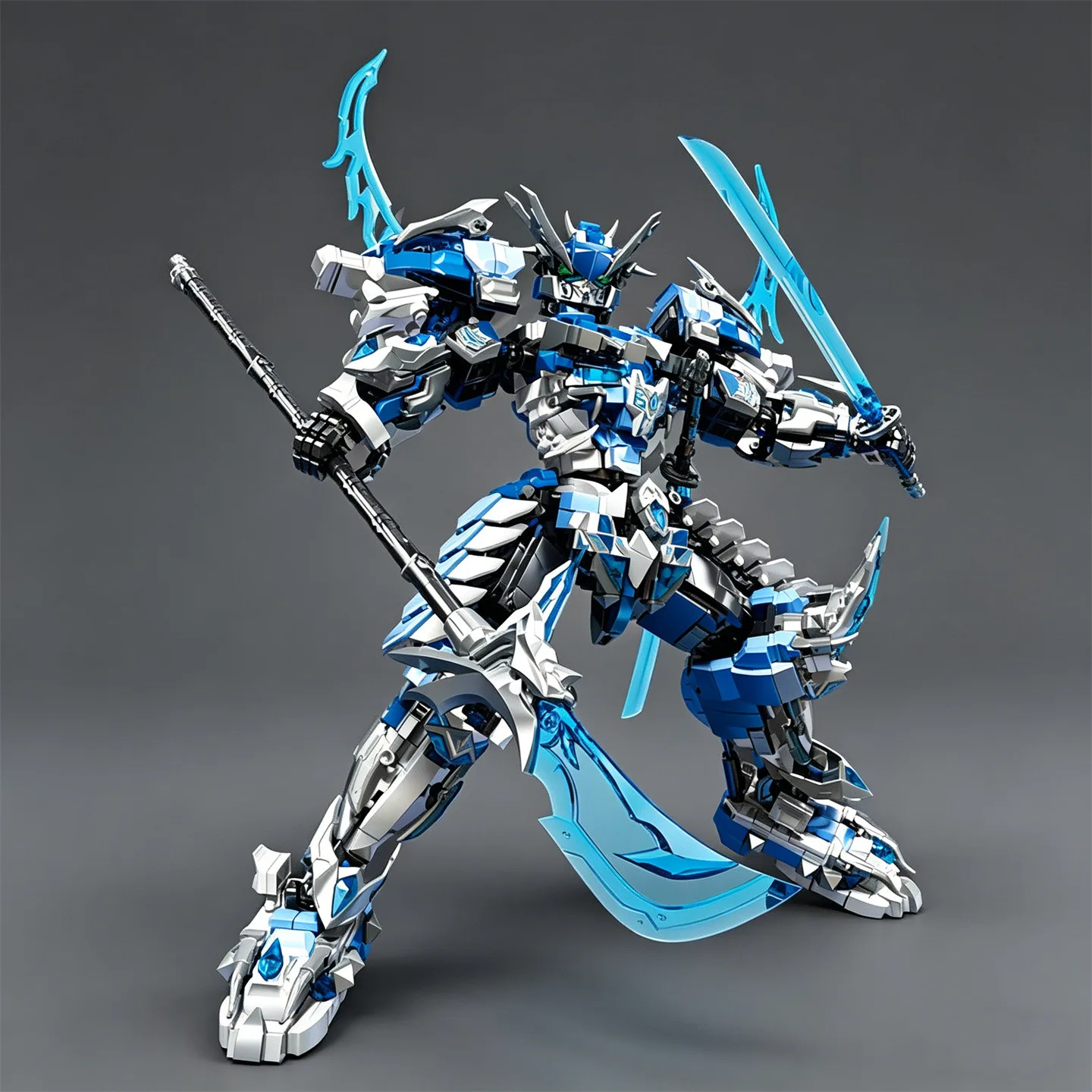Frozen Guan Yu Mecha White Tiger Robot Building Blocks—Advanced Model Toy, Gift , Classic Chinese Mythology Figurine