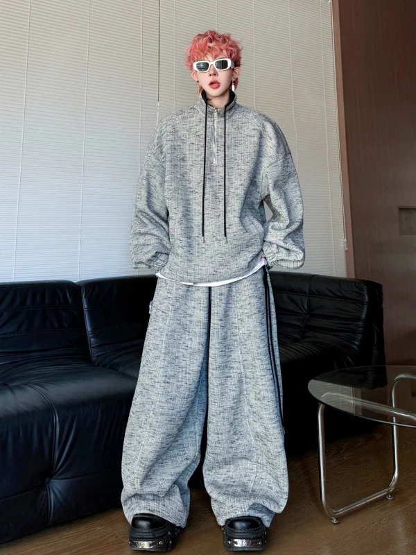 

Весна 2026, мужская свободная толстовка с капюшоном, корейский комплект с длинными брюками, комплект из двух предметов, повседневный модный брендовый топ Nine Long Sve