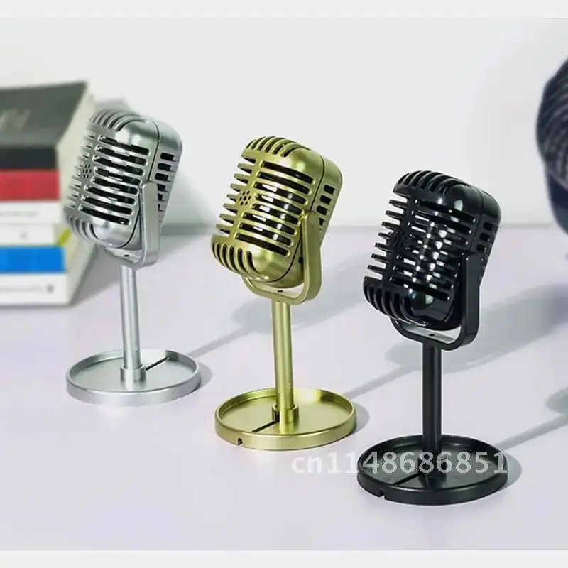 Simulation props mic Classic Retro Dynamic Vocal Microphone Vintage Style Mic Universal Stand Live Performance Studio Recording