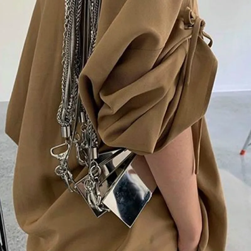 Bolso de hombro con solapa metálica para mujer, bandolera con broche y espejo, estilo euroamericano, de diseñador de lujo, para Club nocturno, novedad de 2020