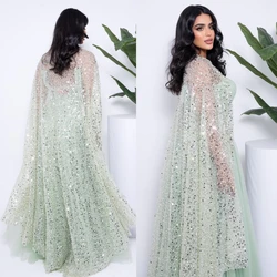 Sparkle Exquisite Sweetheart A-line Prom Dresses Tulle Paillette / Sequins Bolero Organza Draped Floor length فساتين vestidos