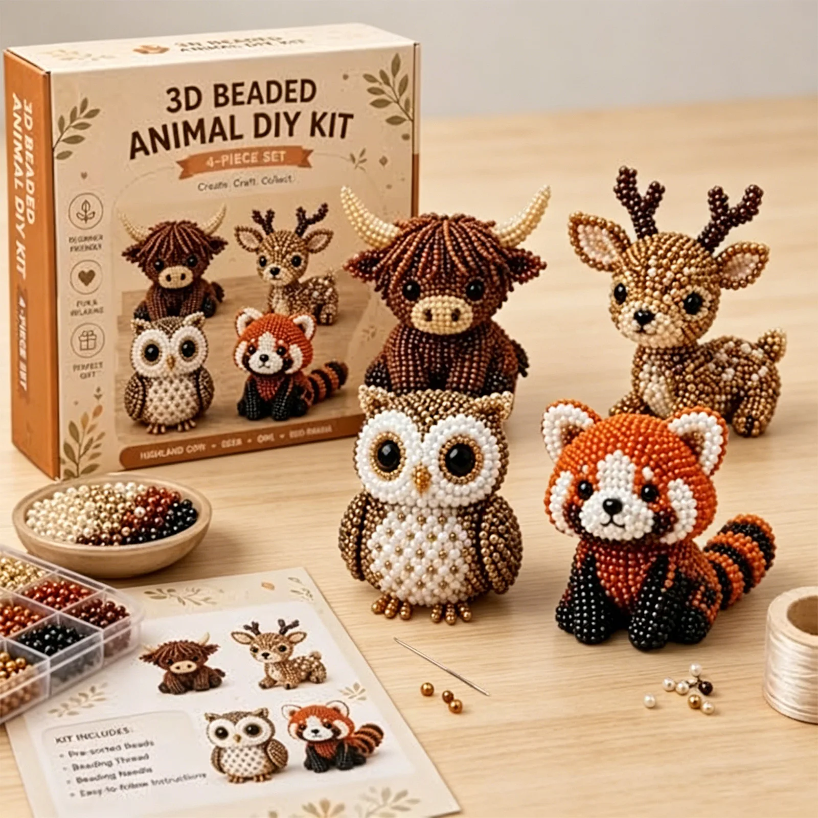 ミニ3Dアニマルビーズキット 可愛い鳥と動物のクラフトセット - Jewelry Making Kits For Kids のレビューと価格