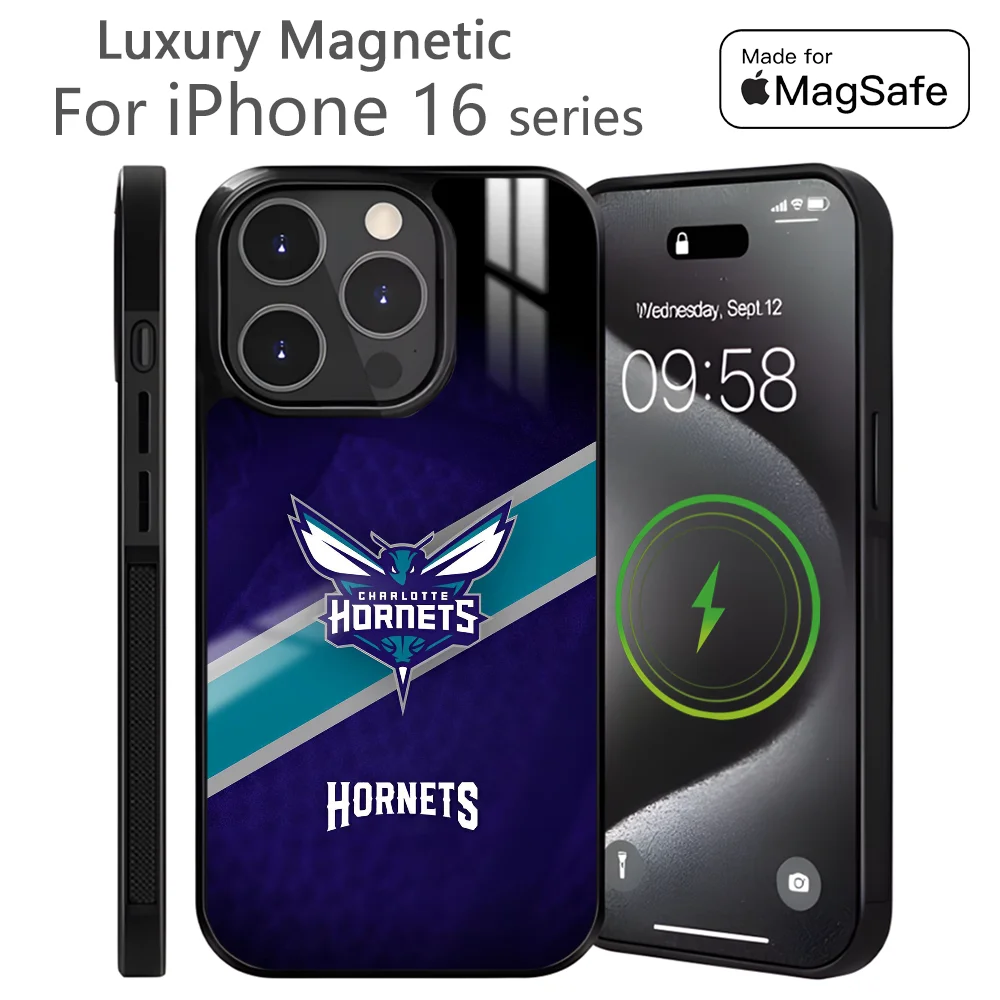 Charlotte Sport H-Hornets Phone Case For IPhone 16 15 14 13 Pro Max Plus Mini Magnetic Magsafe Wireless Charging Cover