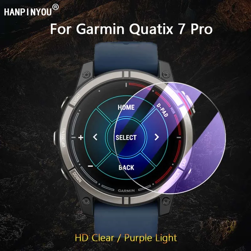 For Garmin Quatix 7 Pro Smartwatch Ultra Slim HD Clear / Anti Purple Light 2.5D 9H Tempered Glass Guard Film Screen Protector