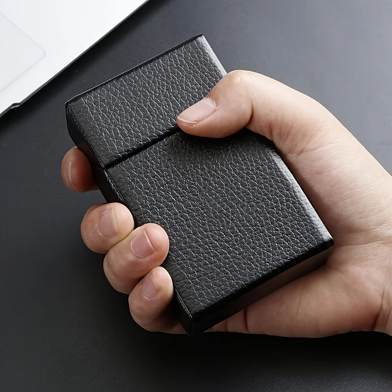 Leather tobacco box 20 cigars whole package portable retro fashion flip cover tobacco box business high-end cigarette box view 4