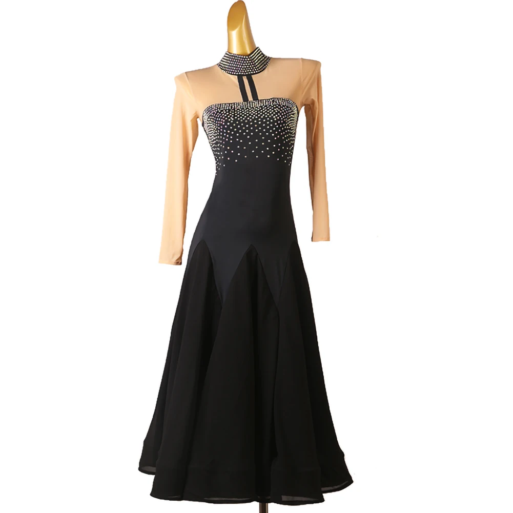 

Royal Blue Ballroom Dress High Collar Standard White Dance Dress Women Dance Black Waltz Costume New Performance Costume