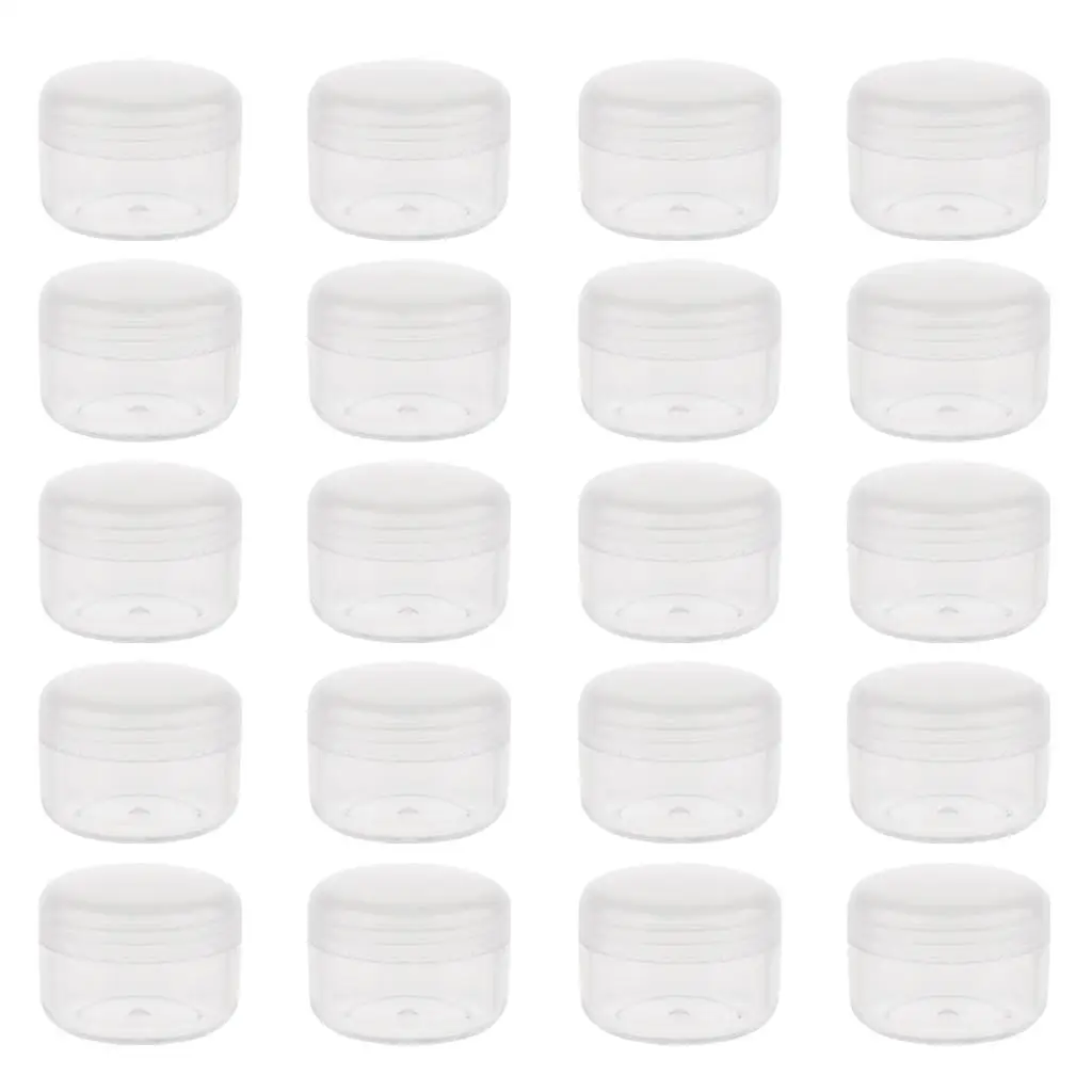 20 Pieces 5ml / 20ml Empty Plastic Jar Cosmetic Container Cans with Screw Lid, Clear