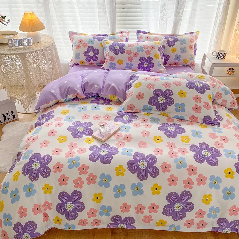 

Solstice Home Purple Flowers Bedding Sets Kid Child Teen Boy Girl Linen Twin Queen King Duvet Cover Pillow Cases Flat Sheet