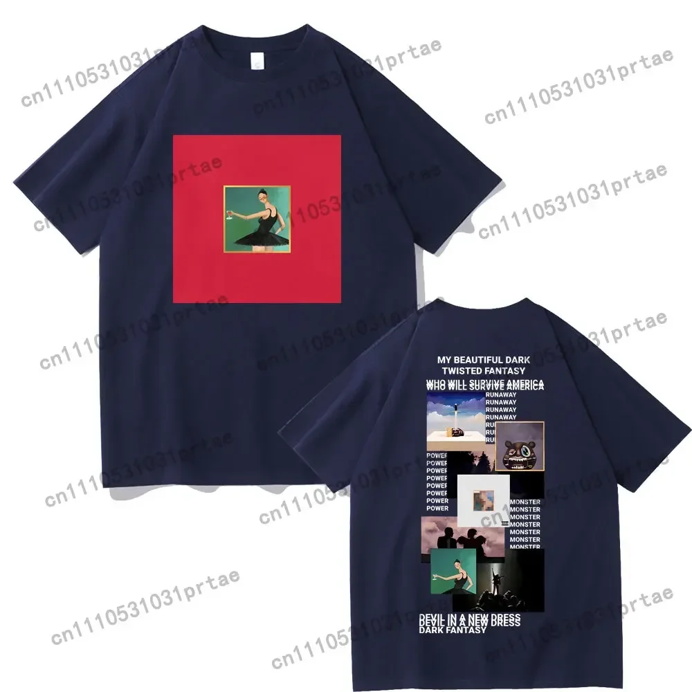 Rapper Kanye West My Beautiful Dark Twisted Fantasy Cover T-shirt Donda The College Dropout T-shirts Men Hip Hop Vintage T Shirt