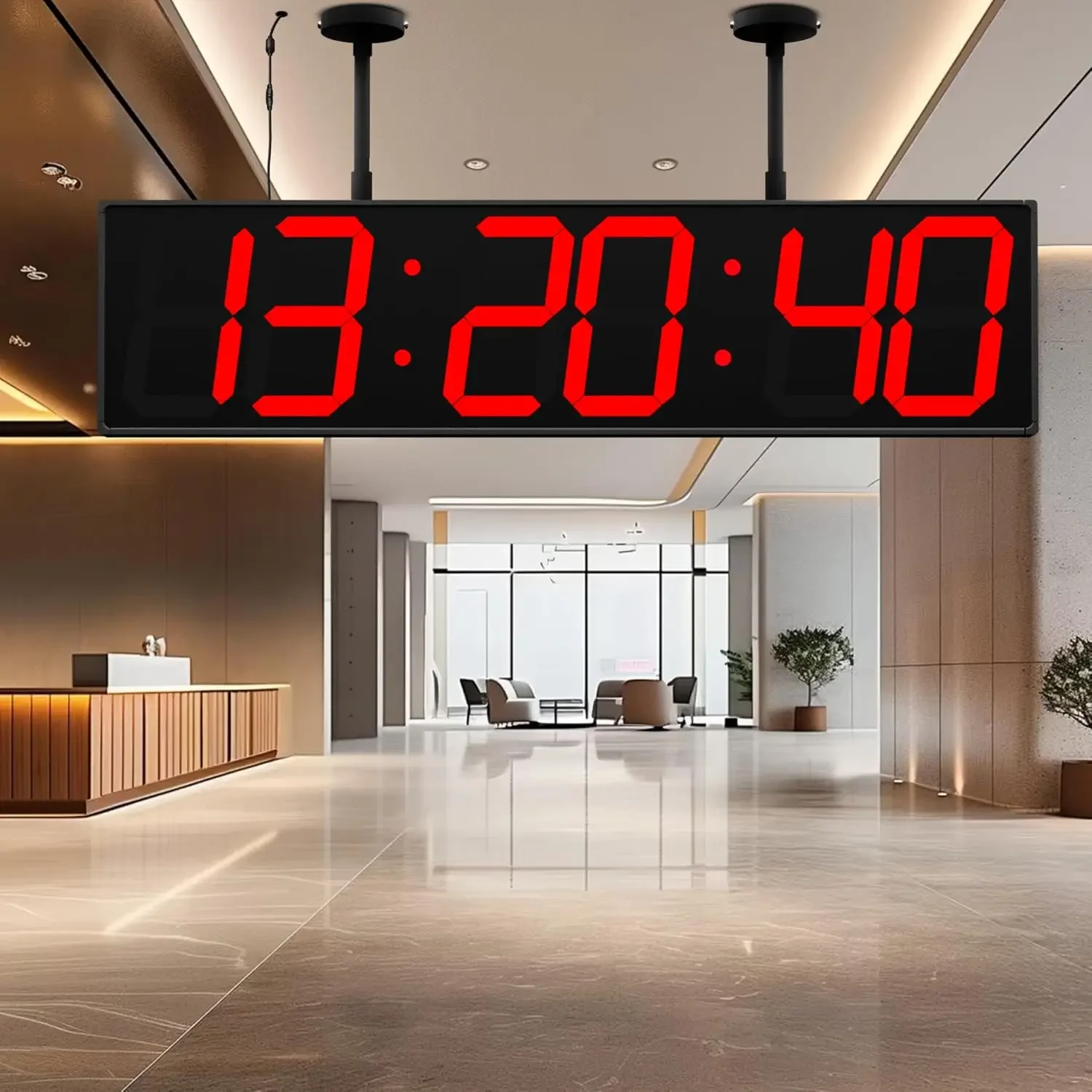 28 Inch Large Double Sided Digital Wall Clock - Red | 164ft Visibility, Remote Control, Timer, Date & Temp, Hanging Design, for