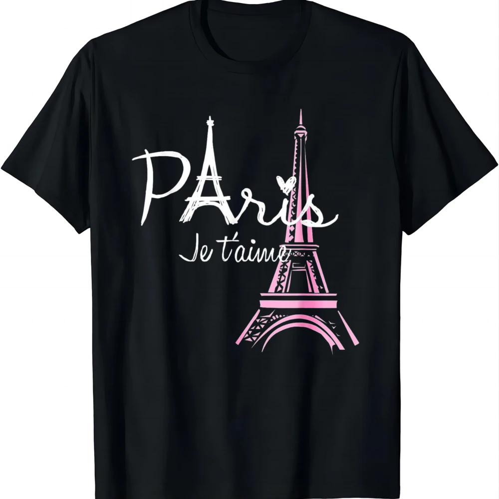 I Love Paris Eiffel Tower France French Souvenir T-Shirt Vintage Clothes Tops Short Sleeve Tee Camiseta Streetwear Harajuku