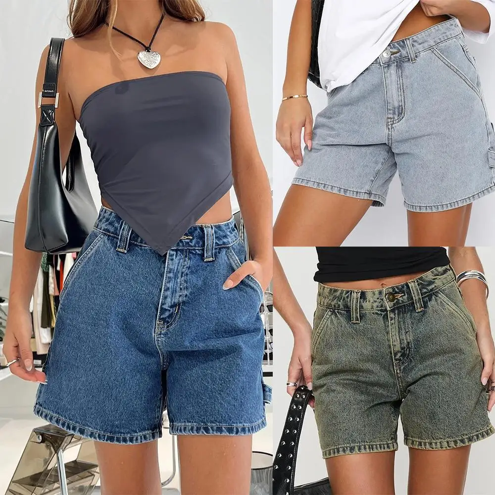 

Women's Regular Workwear Denim Straight Leg Pants l Waist Straight Cut mid Stretch Blue Color Work Sle Other Proc