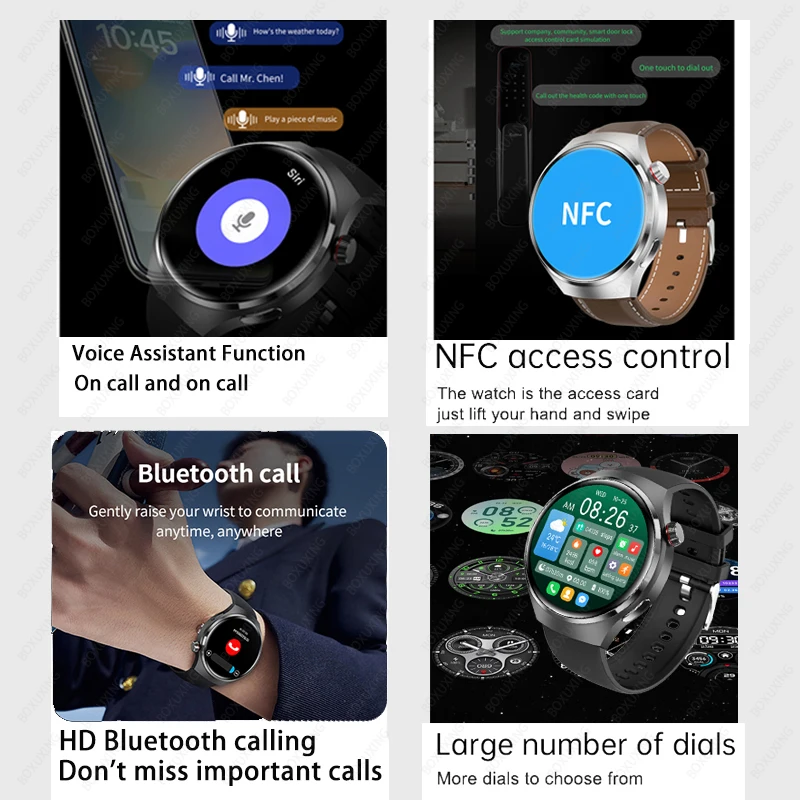 For Huawei Watch 4 Pro NFC Smart Watch GT4 Pro GPS AMOLED 360*360 HD Screen Blood Sugar BT Call IP68 Waterproof SmartWatch Men