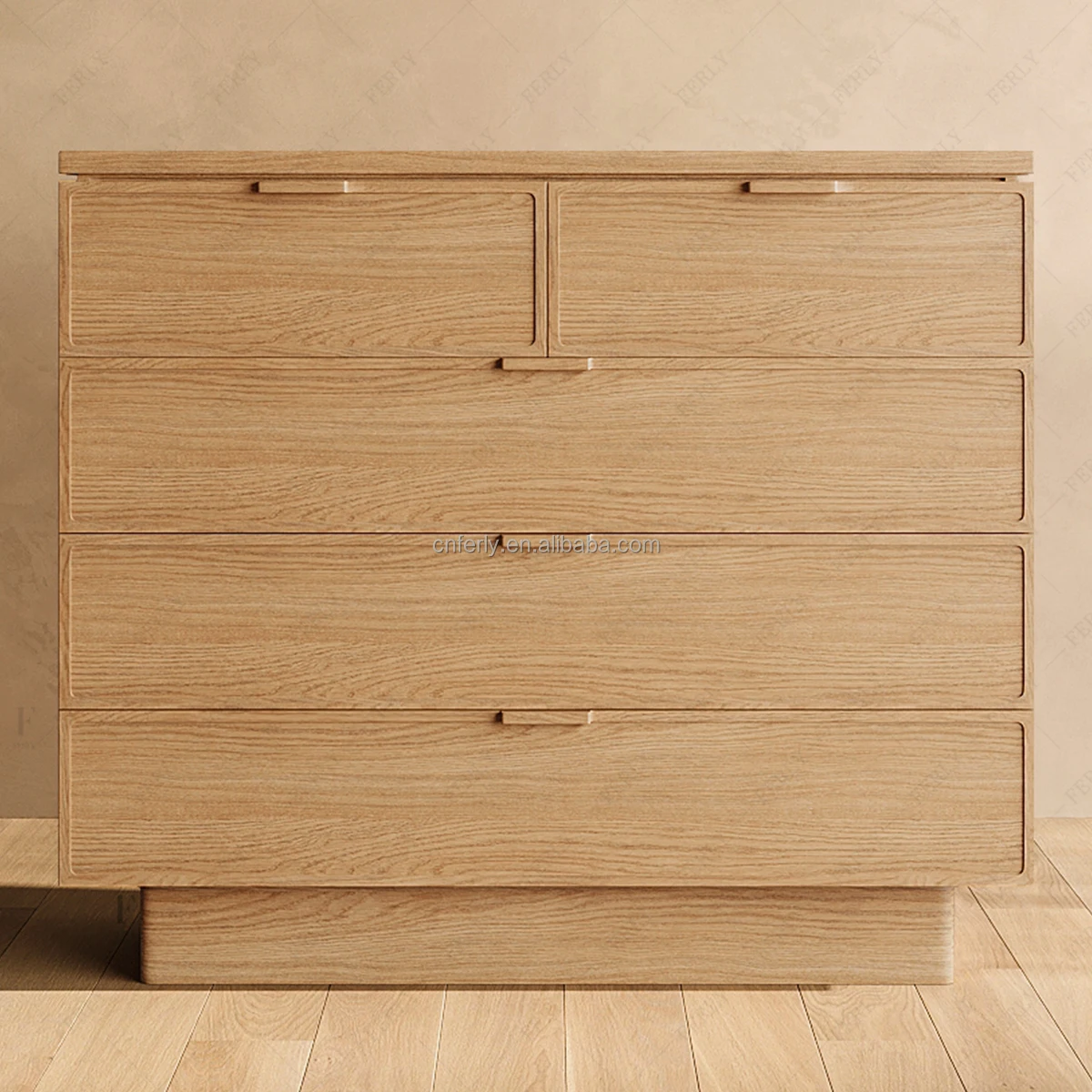 

FERLY Customizable Modern American Design Bedroom Furniture Sets New Arrival 5 Drawer Oak Dresser for Living Room