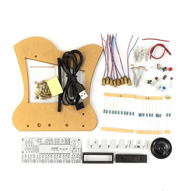 Kit per pianoforte elettronico laser fai-da-te HU-013 Lettore di 7 bilance musicali Progetto di saldatura Pratica Trasmettitori laser Ricevitore