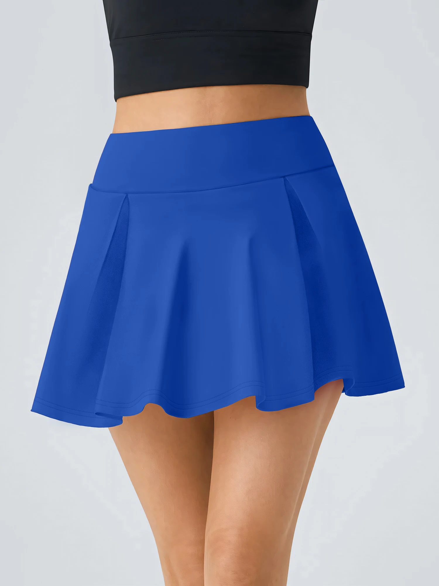 Damen High-Waist A-Linien Skort, Retro, einfarbig, fließend, 90er Hongkong-Stil, lässig, figurbetont – Detail 12