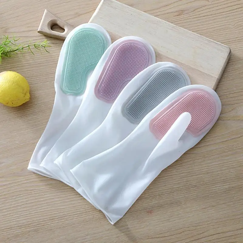 Housework Cleaning Gloves Laundry Waterproof Plastic Leather Household Cleaning Non-Slip Durable Kitchen Dishes And Dishes