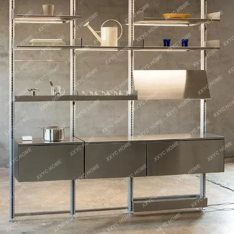 

A Aluminum profile bookcase storage locker wall stainless steel multi-layer display rack dining side display rack rack