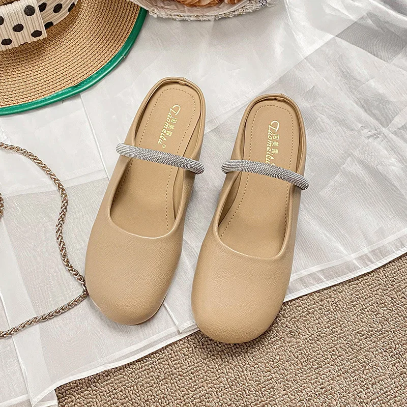 Shoes Loafers Slippers Casual Slides Low Cover Toe Slipers Women Luxury Summer Flat 2023 Hoof Heels Rubber Fabric Basic Slippers