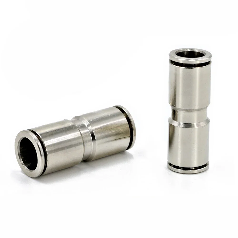 Pneumatic PU Pipe Connector 4-16mm OD Air Hose Reducing 8-6mm Nickel Plated Brass Push In Quick Connector Air Fitting Plumbing