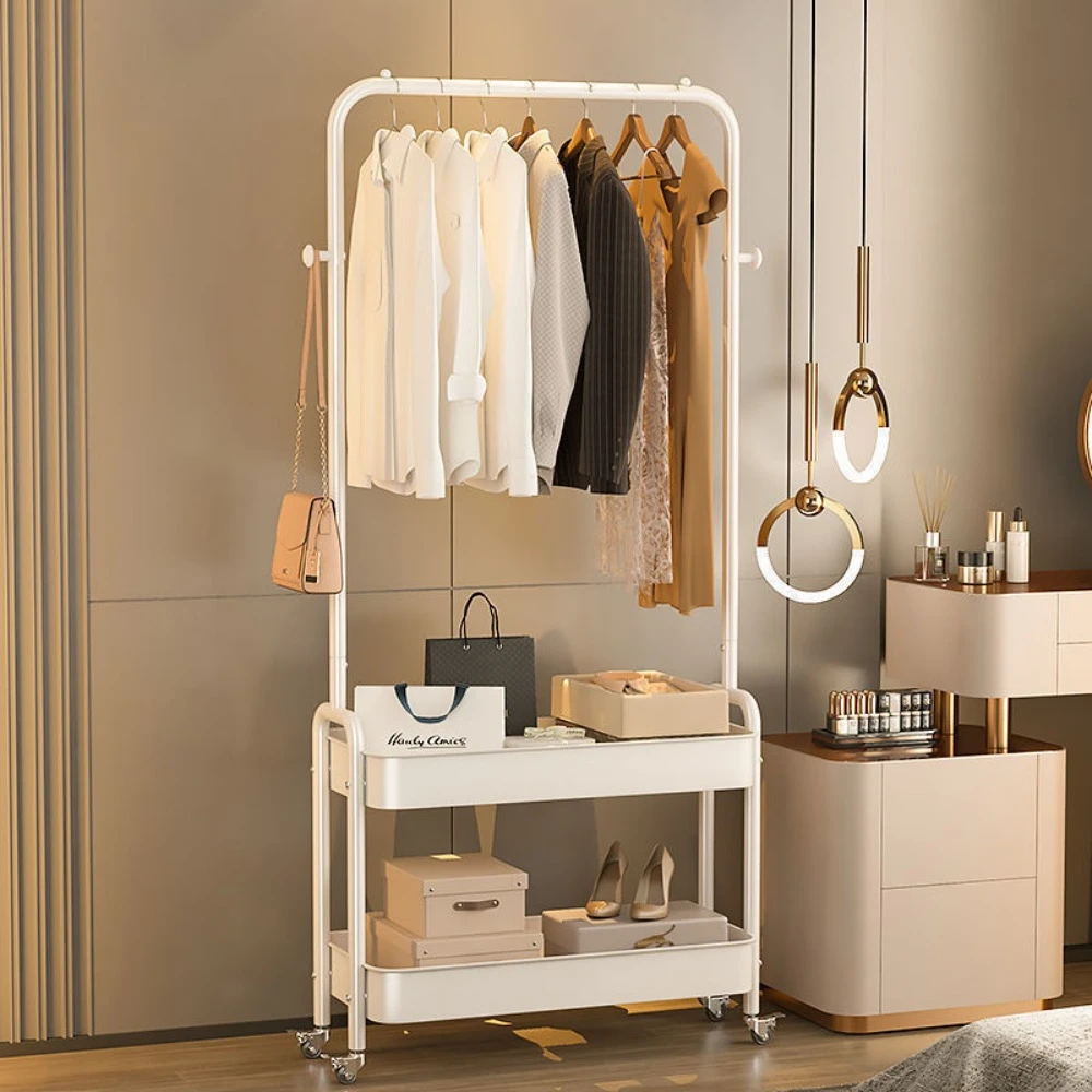 Garment Rack Movable Clothes Storage Racks Floor Standing Removable Bedroom Modern Minimalism Portability Corner Coat Rack