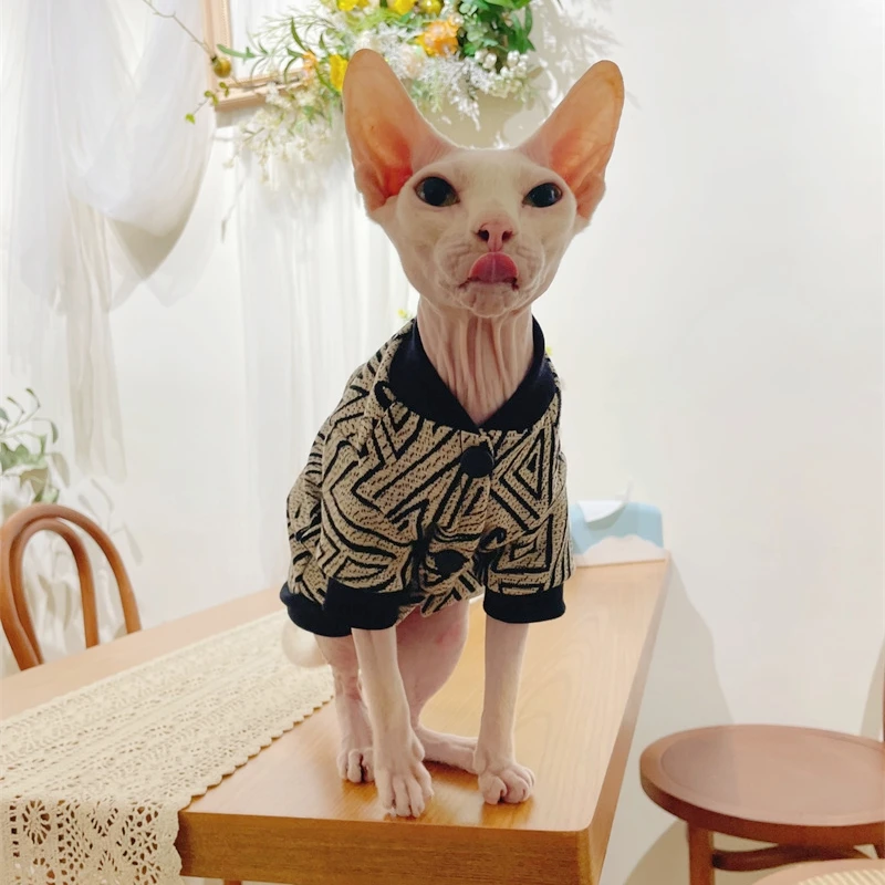 Sphynx Cat Warm Jacket in Winter Hairless Cat Clothes Cotton Baseball Uniform For Devon Rex Cartoon Coat for Kittens small Dogs