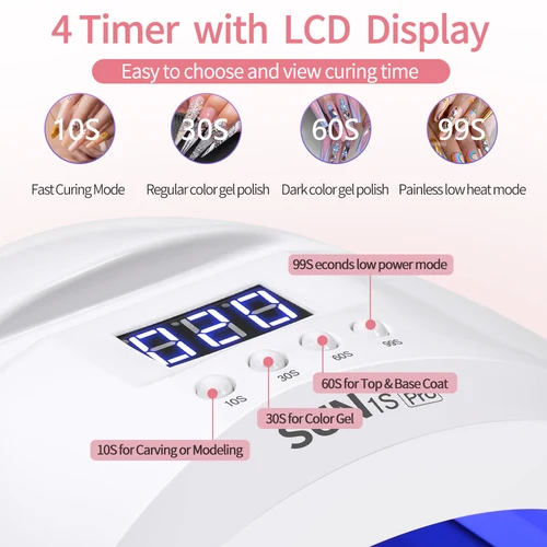 Imagen 2 del producto YIKOOLIN SUN 1S UV LED lámpara de uñas 48W para salón profesional secador de Gel de uñas rápido con 4 temporizadores Sensor automático pantalla LCD