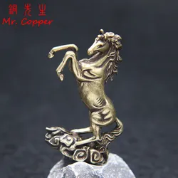 Pure Copper 12 Zodiac Solid Horse Feng Shui Ornament Vintage Brass Lucky Horse Statue Miniatures Figurines Desk Decoration Craft