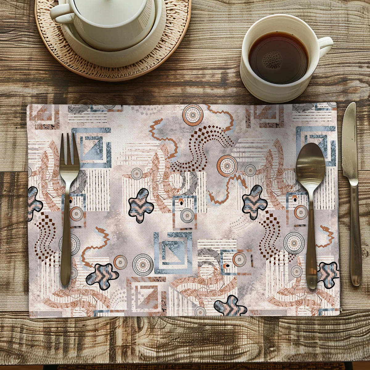 Heat Resistant Non-slip Table MATS Festive Banquet Plant Printing Kitchen Dining Table Decor Washable Placemat Polyester Coaster
