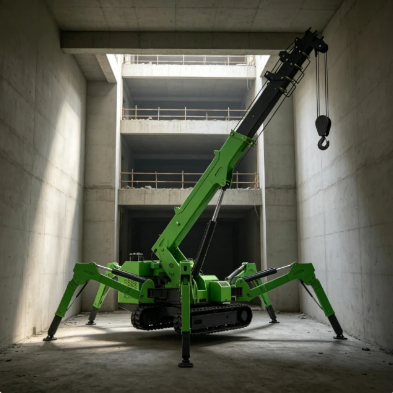 Crawler Spider Crane Telescopic Remote Control Folding 12 Tonnage Large Mobile Spider Crane with 17m Lifting Height 15m Radius
