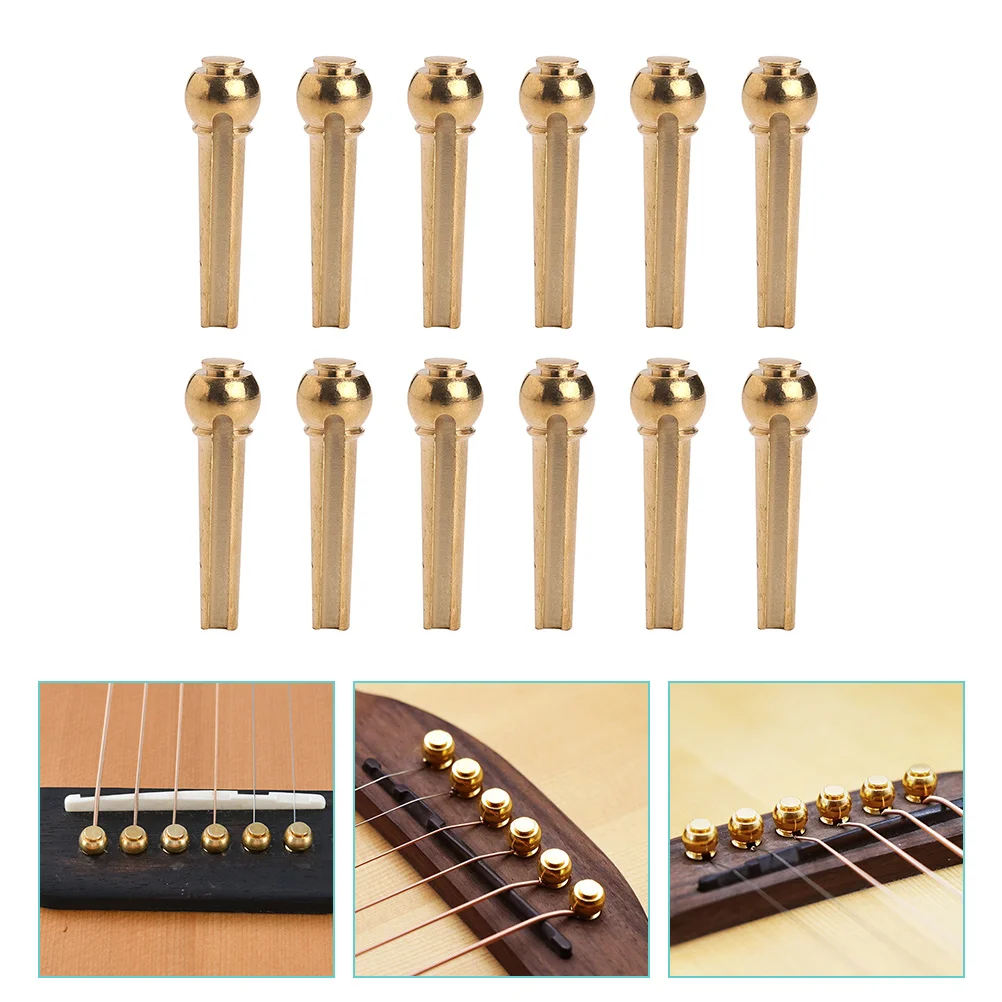 

12 Pcs Guitar Brass String Nail Bridge Pin Acoustic Accessories Tuning Parts Pegs