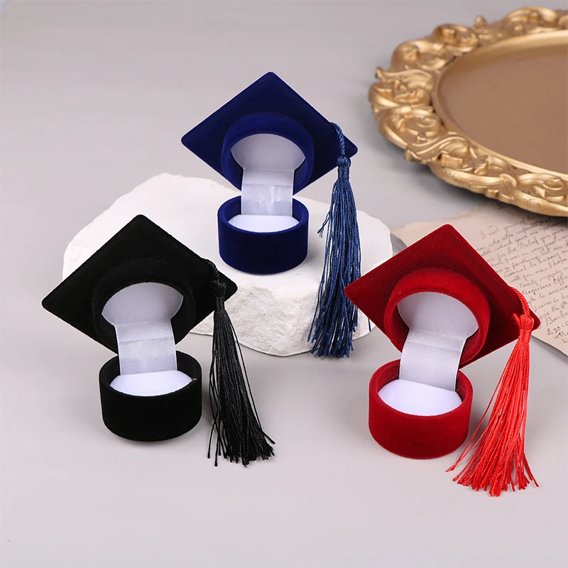 Creative Doctoral Hat Shape Ring Box Wedding Engagement Valentine's Day Gift Packaging Boxes Earrings Jewelry Storage