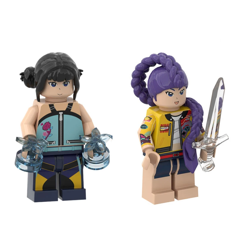 KPOP chasseurs de démons poupée de dessin animé blocs de construction Kawaii Mini figurine tête assemblage jouets jouets éducatifs pour enfants cadeau