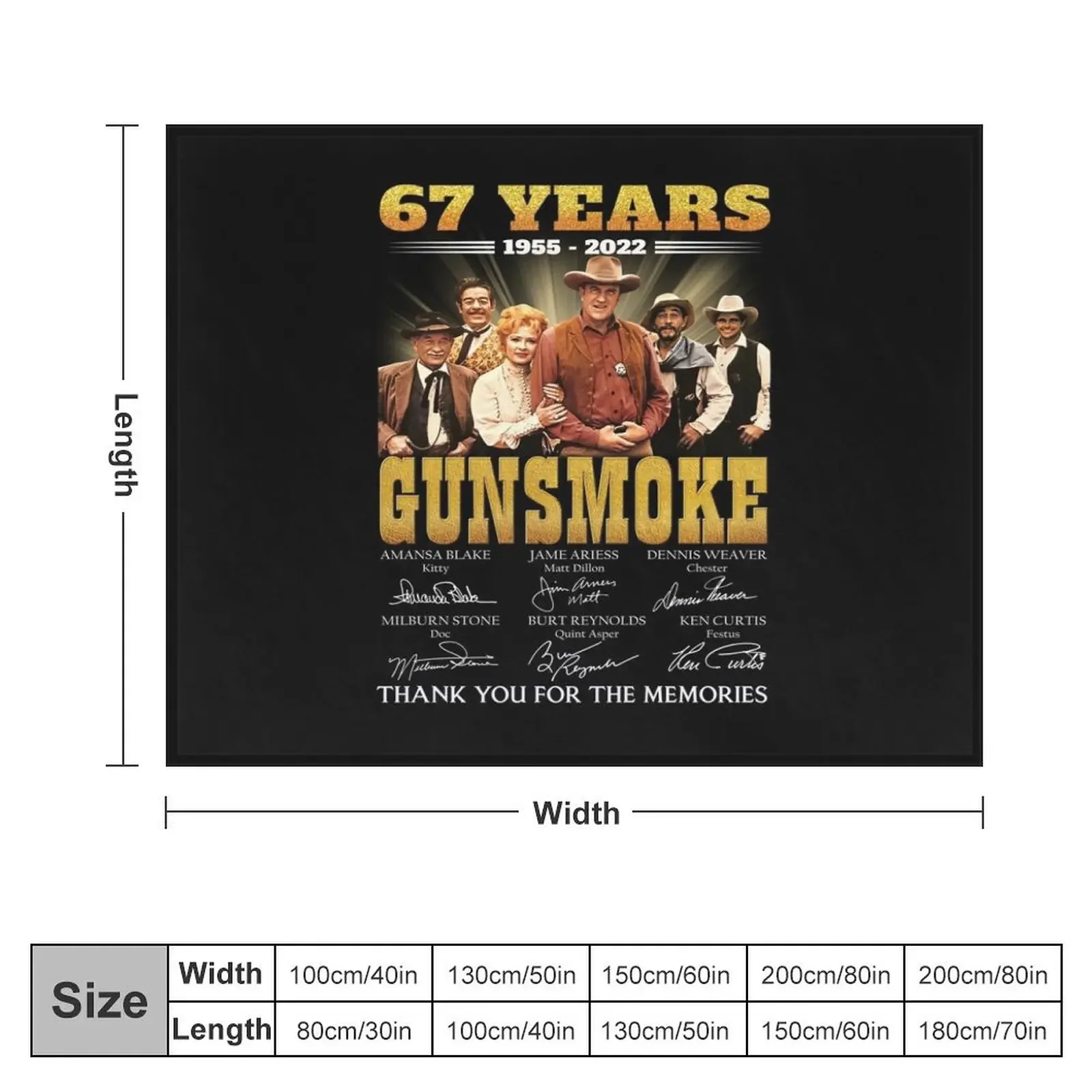 67 Years Gunsmoke Cast Signatures Thank You For Memories Throw Blanket Polar Furry Blankets