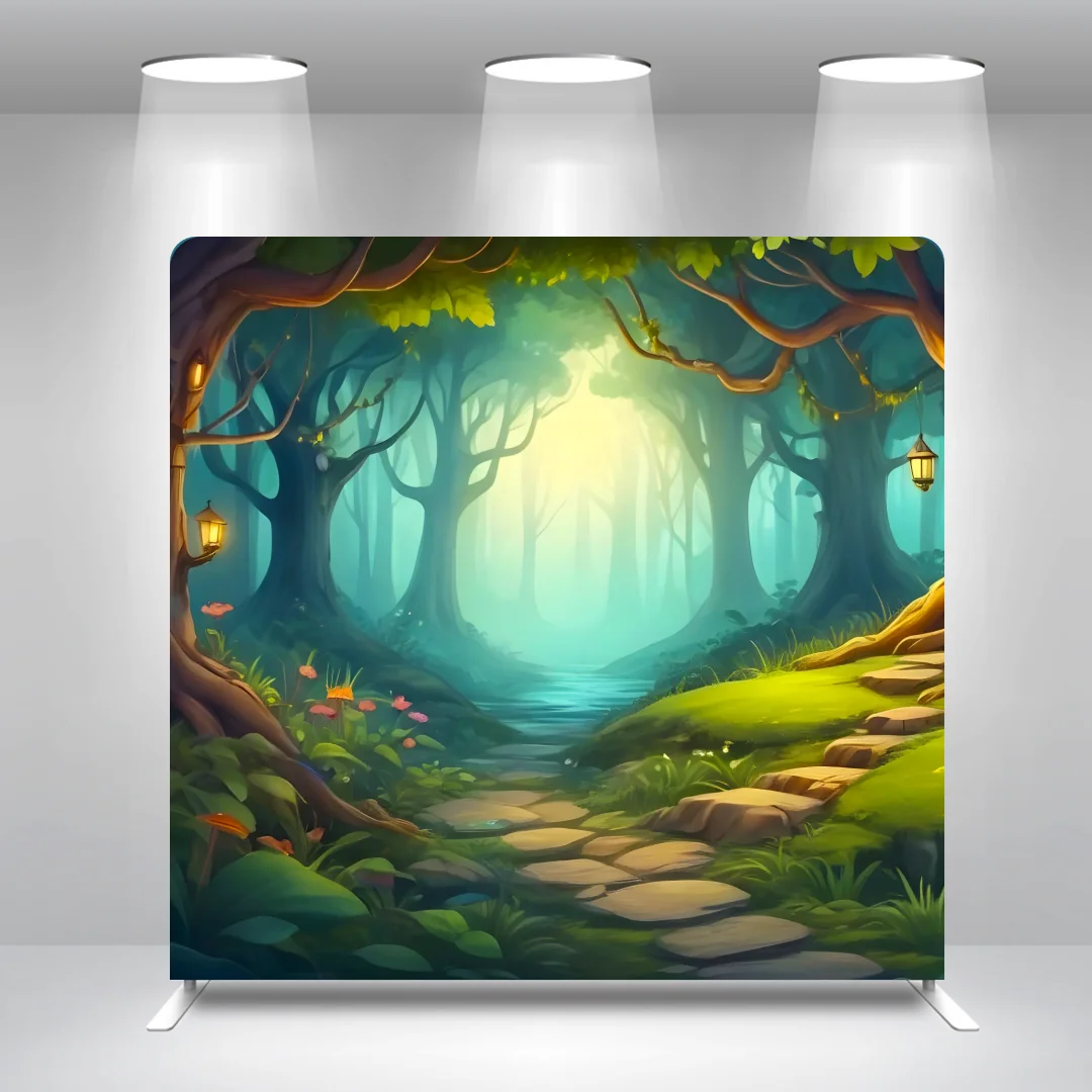 Beautiful Magical Forest 8x8ft 10x8ft 10x10ft Birthday Straight Pillow Case Photo Booth Backdrop Cover