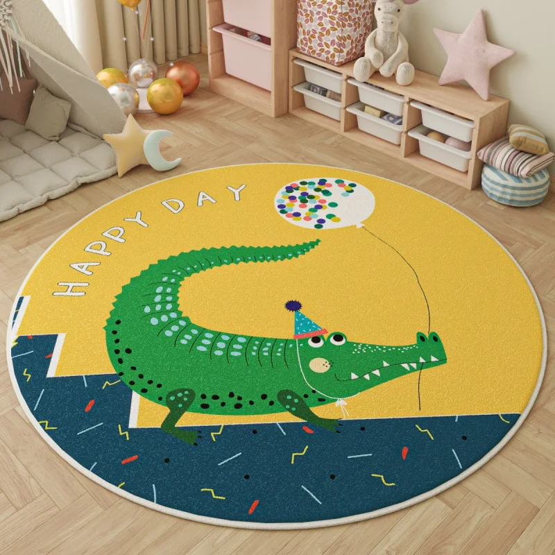 VIKAMA Simple Letter Circular Wool-Like Cashmere Bedside Rug For Living Room, Study Computer Chair Floor Mat And Home Decoration