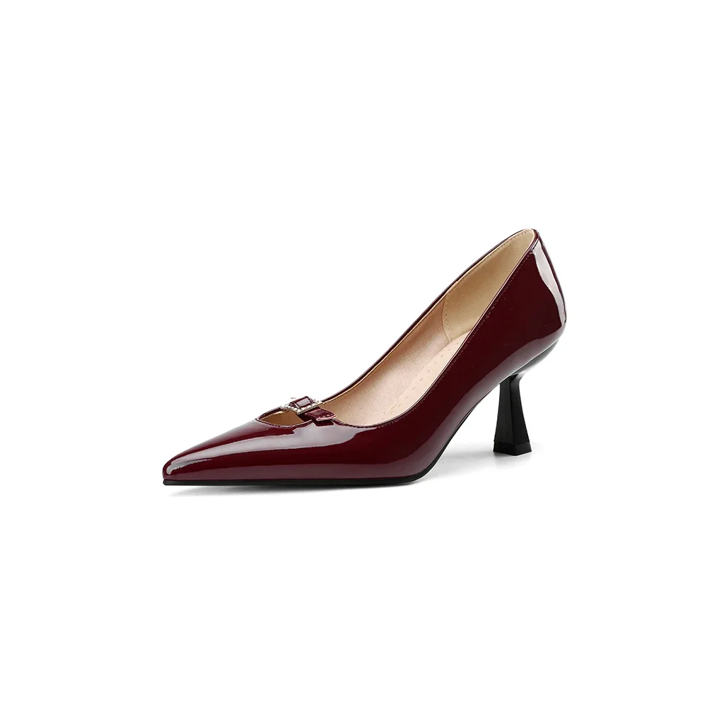 Spring New Mature Black Wine Red Women Pumps Pointed Toe High Heels Office Lady Nude Shoes Small Big Size 12 32 43 46 48 view 2