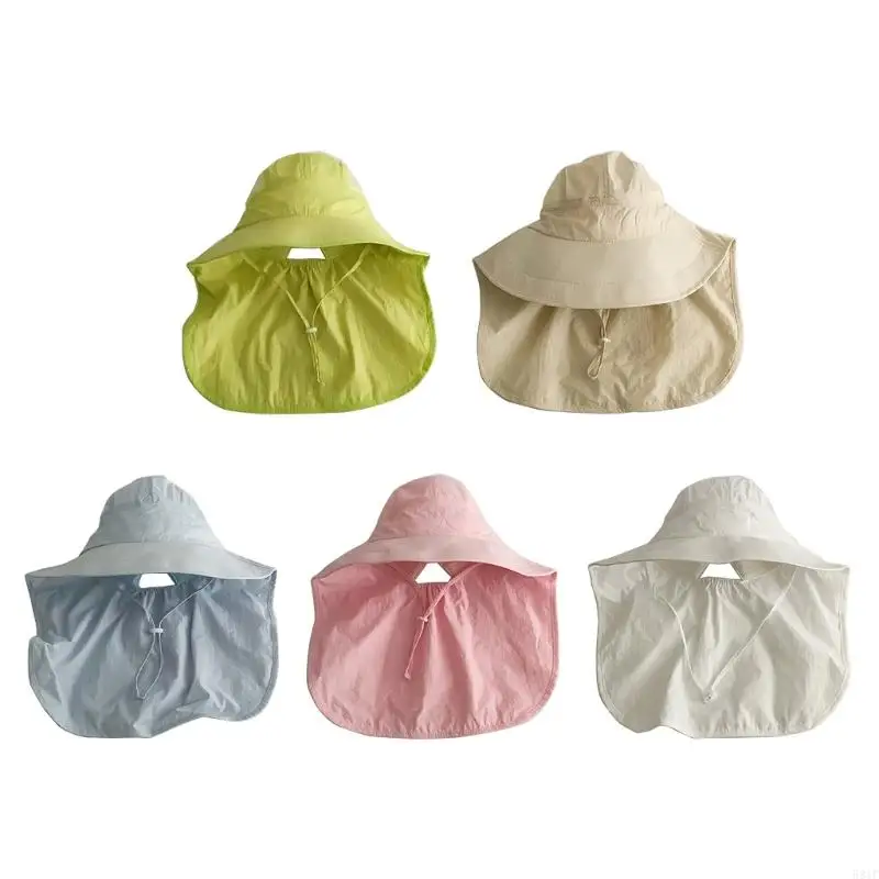 

581F Baby Sun Hat for Head Neck Eyes Wide Brim Neck Flap for Girls Boys Summer Hat